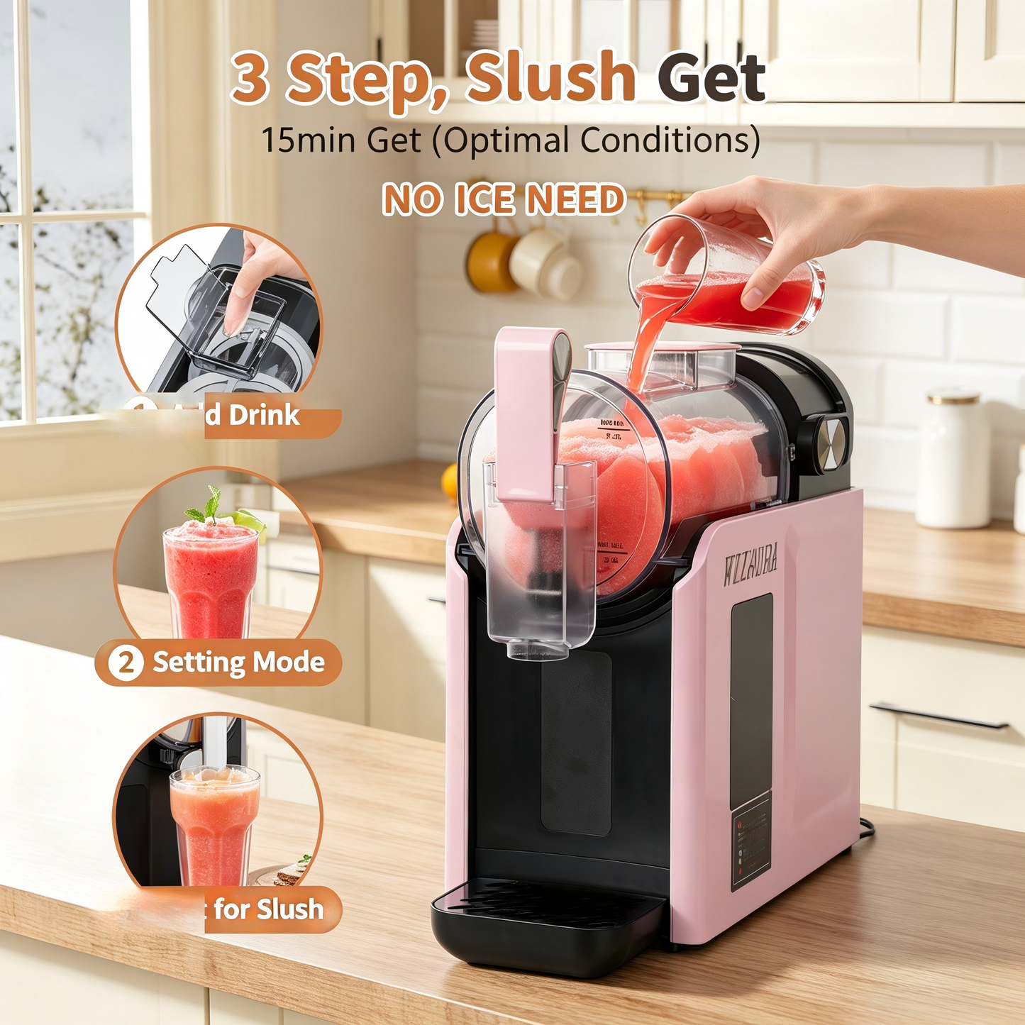 wizaura Slushie Machine: No lce Needed All-in-One Slushy Maker for Home
