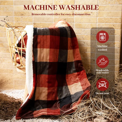 wizaura Heated Blanket 50''X60'' with One Touch Button 10 Heating Level & 9 Time Settings ,ETL Certified Machine Washable