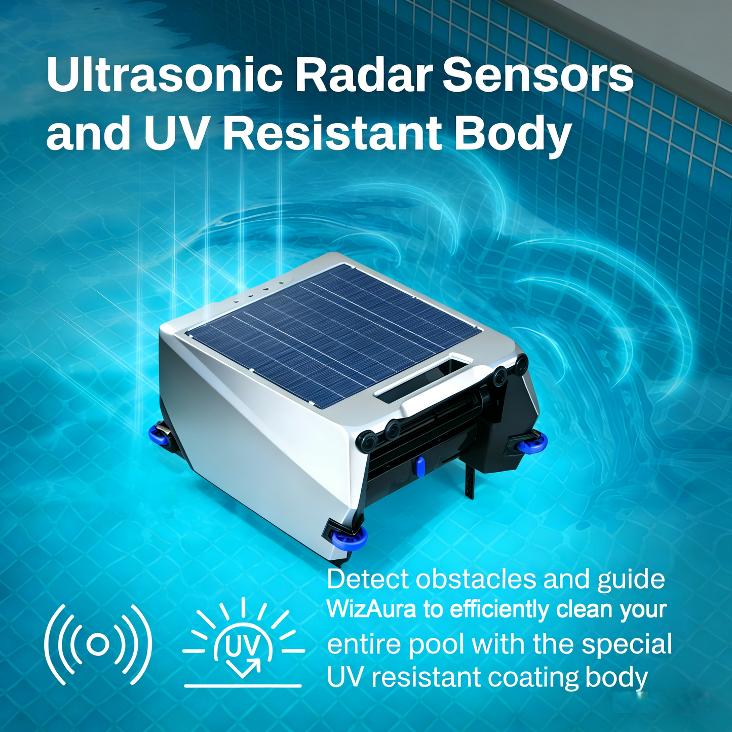 WIZAURA Solar Powered Automatic Robotic Pool Surface Skimmer Cleaner