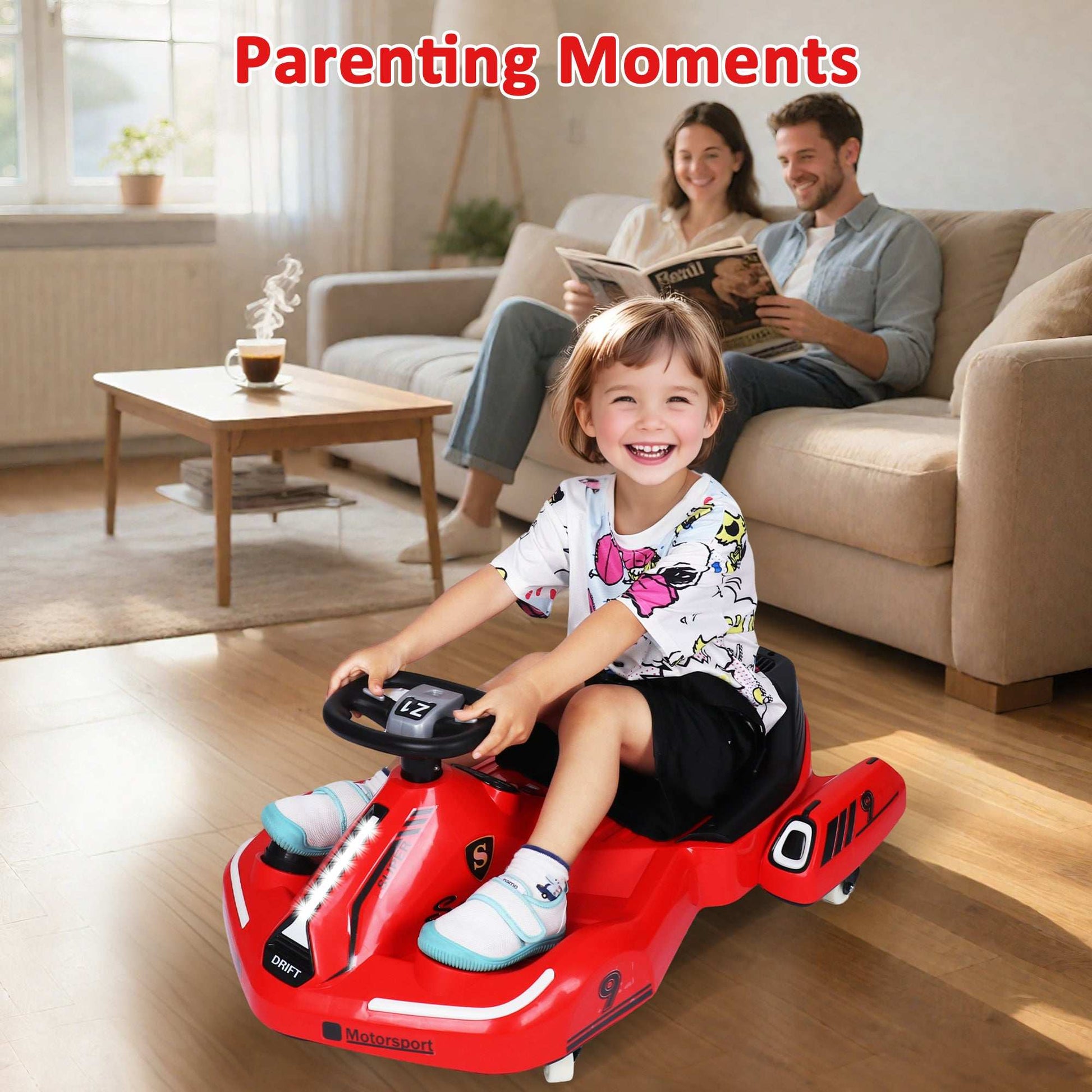 WizAura 12V Kids Ride on Race Cars, JCB Battery Powered Electric Tractor, Electric Vehicle Car forkids Gir Boy 3-6 w/Music, Bluetooth, LED Lights3 Speeds, 4 Wheelers