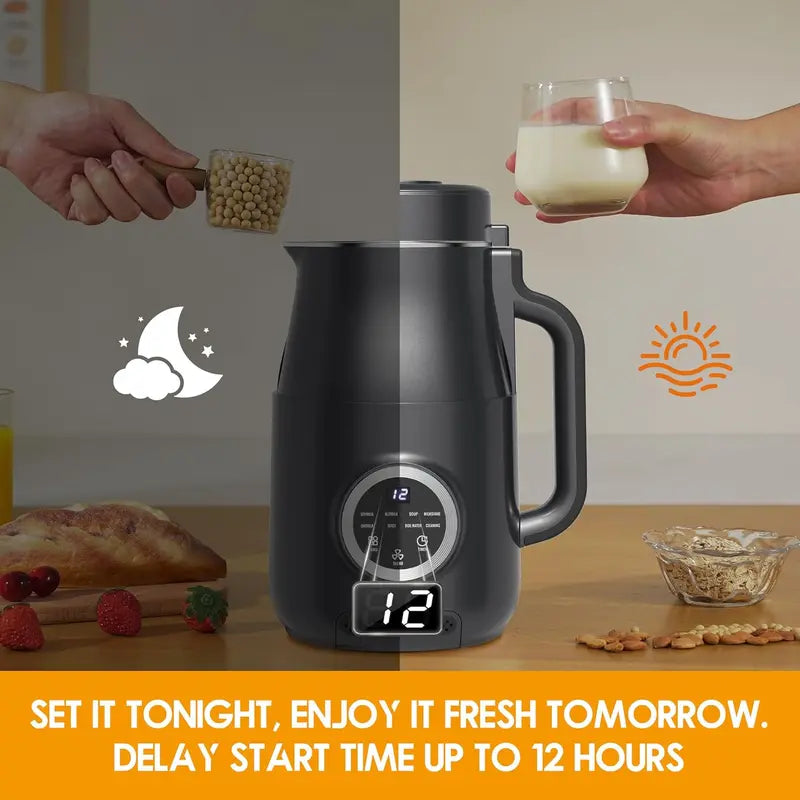 wizaura 10-in-1 Nut Milk Maker, 40oz Blender Homemade Almond, Oat, Soy, Coconut Milk, Juice & Soup, Electric Bean Milk Machine with Delay Start/Auto-Clean/Boil Water/Keep Warm