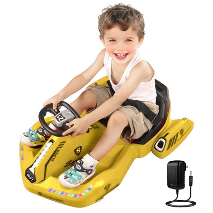 WizAura 12V Kids Ride on Race Cars, JCB Battery Powered Electric Tractor, Electric Vehicle Car forkids Gir Boy 3-6 w/Music, Bluetooth, LED Lights3 Speeds, 4 Wheelers