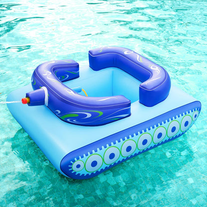 Inflatable Tank Pool Floats Kids, Pool Floaties Swimming Tank with Water Gun, Water Fight Toys, Inflatable Battle Fun for Summer