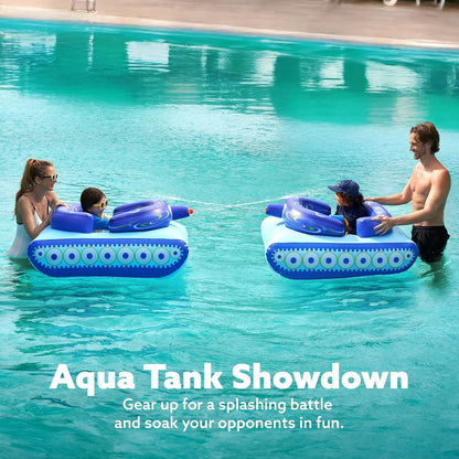 Inflatable Tank Pool Floats Kids, Pool Floaties Swimming Tank with Water Gun, Water Fight Toys, Inflatable Battle Fun for Summer