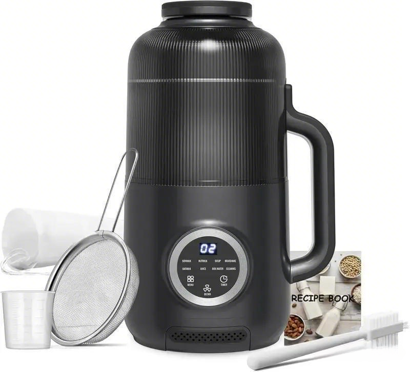 wizaura 10-in-1 Nut Milk Maker, 40oz Blender Homemade Almond, Oat, Soy, Coconut Milk, Juice & Soup, Electric Bean Milk Machine with Delay Start/Auto-Clean/Boil Water/Keep Warm
